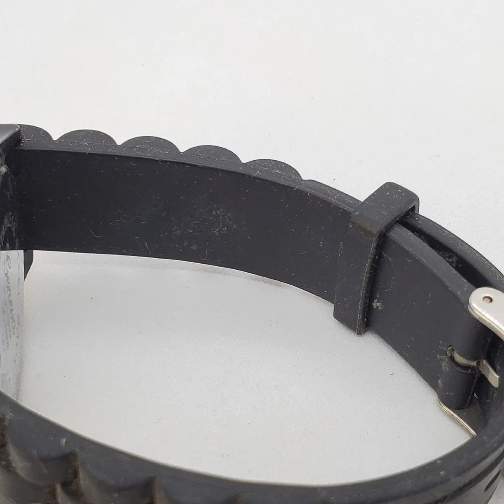 38MM Women Watch Black Dial Crystal Bezel Black Plastic‎ Band Straps New Battery